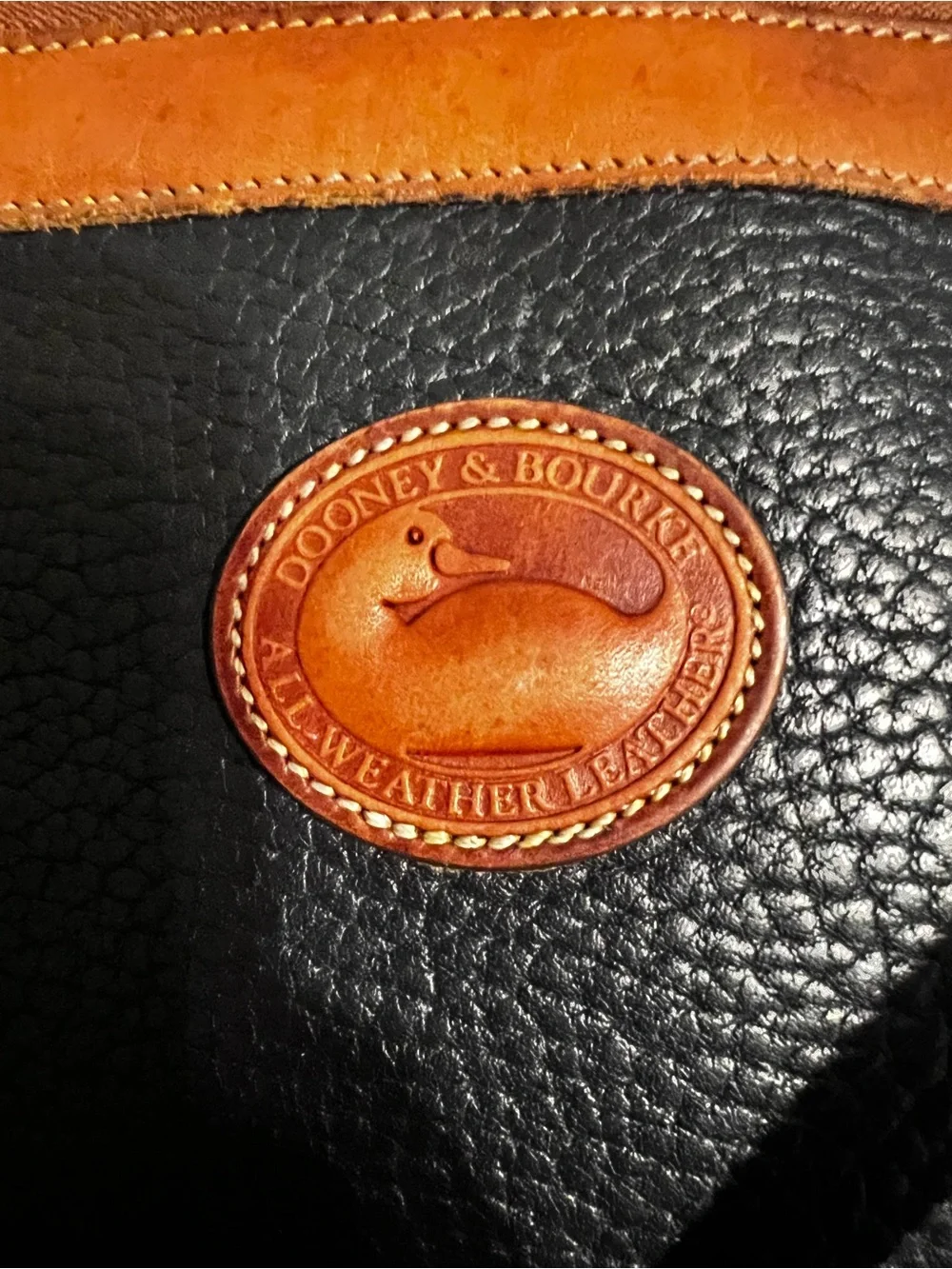 Dooney & Bourke Black and Brown Pebbled Leather Messenger Bag